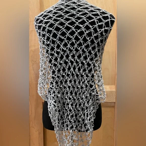 Crochet Grey and Silver Wrap - Picture 2 of 8